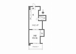 アミューズハウス 1DKの間取図画像