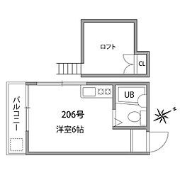 ドミール池尻 ワンルームの間取図画像