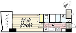 ロイヤル博多駅前 14階1Kの間取り