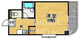 京福電気鉄道北野線 北野白梅町駅 徒歩18分の賃貸マンション 4階1Kの間取り
