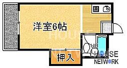 京都市営烏丸線 北大路駅 徒歩15分の賃貸マンション 2階1Kの間取り