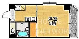 京福電気鉄道北野線 北野白梅町駅 徒歩18分の賃貸マンション 4階1Kの間取り