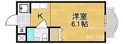 京都市営烏丸線 鞍馬口駅 徒歩4分の賃貸マンション 1階ワンルームの間取り