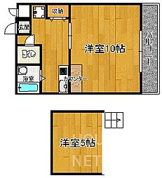 京都市営烏丸線 北大路駅 バス9分 佛教大学前下車 徒歩3分の賃貸マンション 3階1Kの間取り
