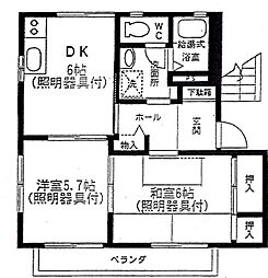 第13メゾン坂巻 2DKの間取図画像