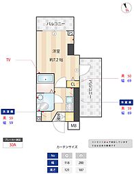 AXAS池袋本町 7階1Kの間取り