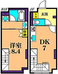 Fika大井町 1階1DKの間取り