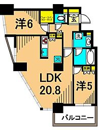 東京臨海高速鉄道りんかい線 品川シーサイド駅 徒歩6分の賃貸マンション 9階2LDKの間取り