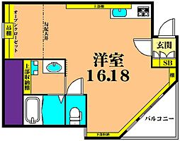 JR横須賀線 西大井駅 徒歩10分の賃貸アパート 3階ワンルームの間取り