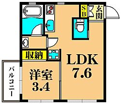 京急本線 平和島駅 徒歩8分の賃貸マンション 3階1LDKの間取り
