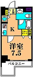 プライマル大井仙台坂 4階1Kの間取り