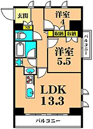 フレンシア大森山王 2LDKの間取図画像