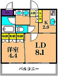 フレンシア南品川 1LDKの間取図画像