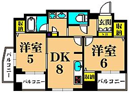 エル・ステージ大井仙台坂 2DKの間取図画像