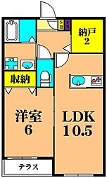 グランレーヴ 1LDKの間取図画像