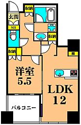 大崎ウエストシティタワーズE棟 1LDKの間取図画像
