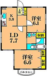 アーク21 2LDKの間取図画像