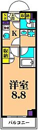 プラウドフラット品川大井町 1Kの間取図画像