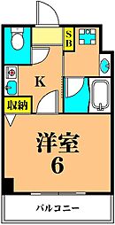 アミーゴ仲六郷 1Kの間取図画像