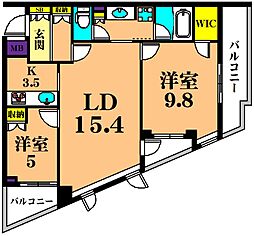パシフィックレジデンス目黒本町 2LDKの間取図画像