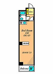 ヴィラ萩 2階1DKの間取り