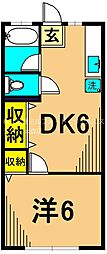 グローハイツ 1DKの間取図画像