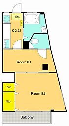 マンション美和 2Kの間取図画像