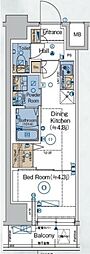 GALICIARESIDENCESHINAGAWAPARKSIDE 1DKの間取図画像