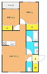 仮称)デュエル南馬込 2LDKの間取図画像