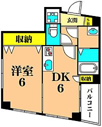 プルーズヴィクトワール世田谷代田 202 2階1DKの間取り