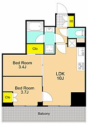 オーキッドレジデンス西大井 2階2LDKの間取り