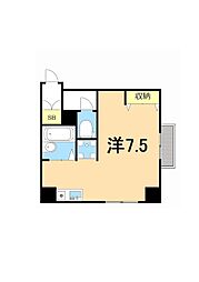 グリーンコート 4階ワンルームの間取り