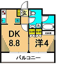 フレンシア南品川 3階1DKの間取り