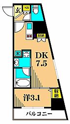 アーバネックス南品川 12階1DKの間取り