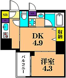 SYFORME大井町2 1DKの間取図画像
