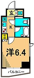 ルーブル品川西大井 1Kの間取図画像