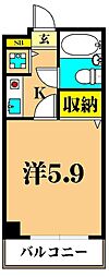大井町タウンハウス 1Kの間取図画像