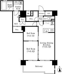 GOTEN 武蔵小杉 1階2LDKの間取り