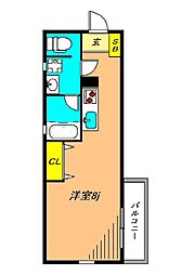 アヴィターレ小山 1階ワンルームの間取り