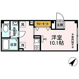 渡辺ビル 1階ワンルームの間取り