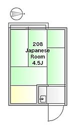 裕美荘 2階ワンルームの間取り