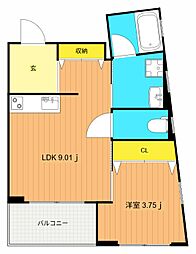 KuKuna大森 1LDKの間取図画像