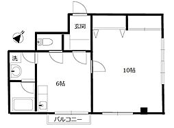 グリーンヒルビル 1LDKの間取図画像