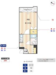 ニューガイアリルーム西小山No.55 1Kの間取図画像