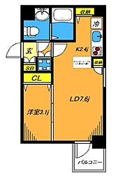 スカーラ武蔵小山 1LDKの間取図画像