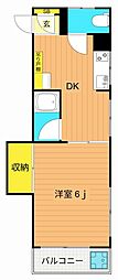 北村ビル 1DKの間取図画像