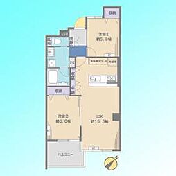 クレール川口 2LDKの間取図画像