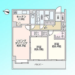 蕨パークホームズ 2LDKの間取図画像