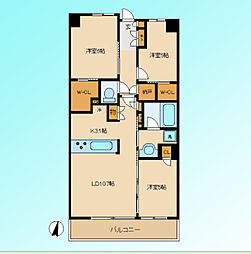 シティハウス川口ステーションコート 3SLDKの間取図画像