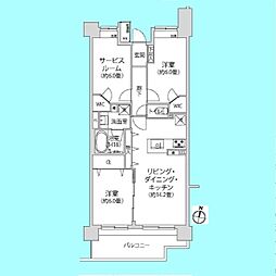 コスモ武蔵浦和ロイヤルフォルム 2SLDKの間取図画像